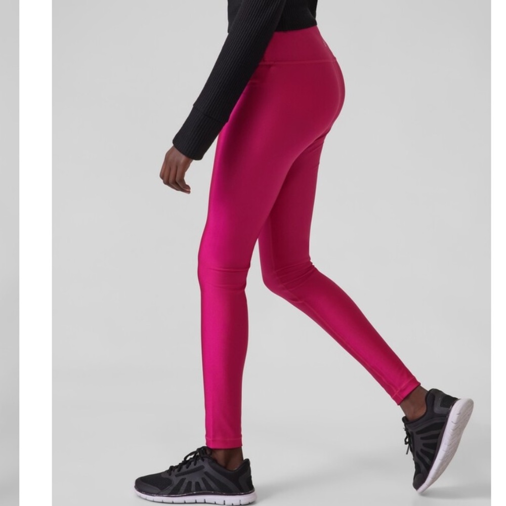 NEW • ATHLETA GIRL • HIGH RISE CHIT CHAT SHINE TIGHT Legging Cyclamen Pink 12 - Picture 2 of 5